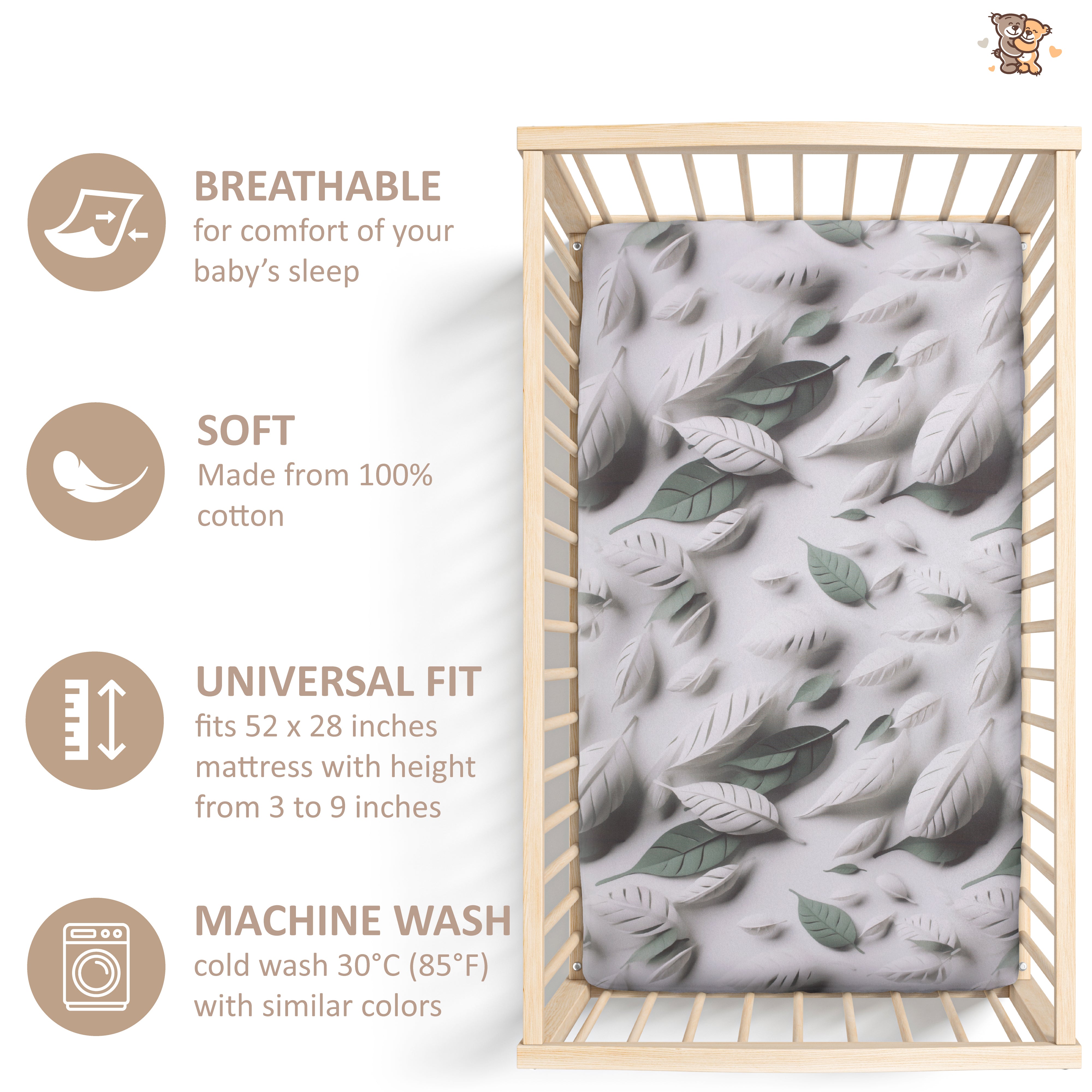 Organic Cotton Fitted Crib Sheets (2-pack) - 52" x 28" (Green)