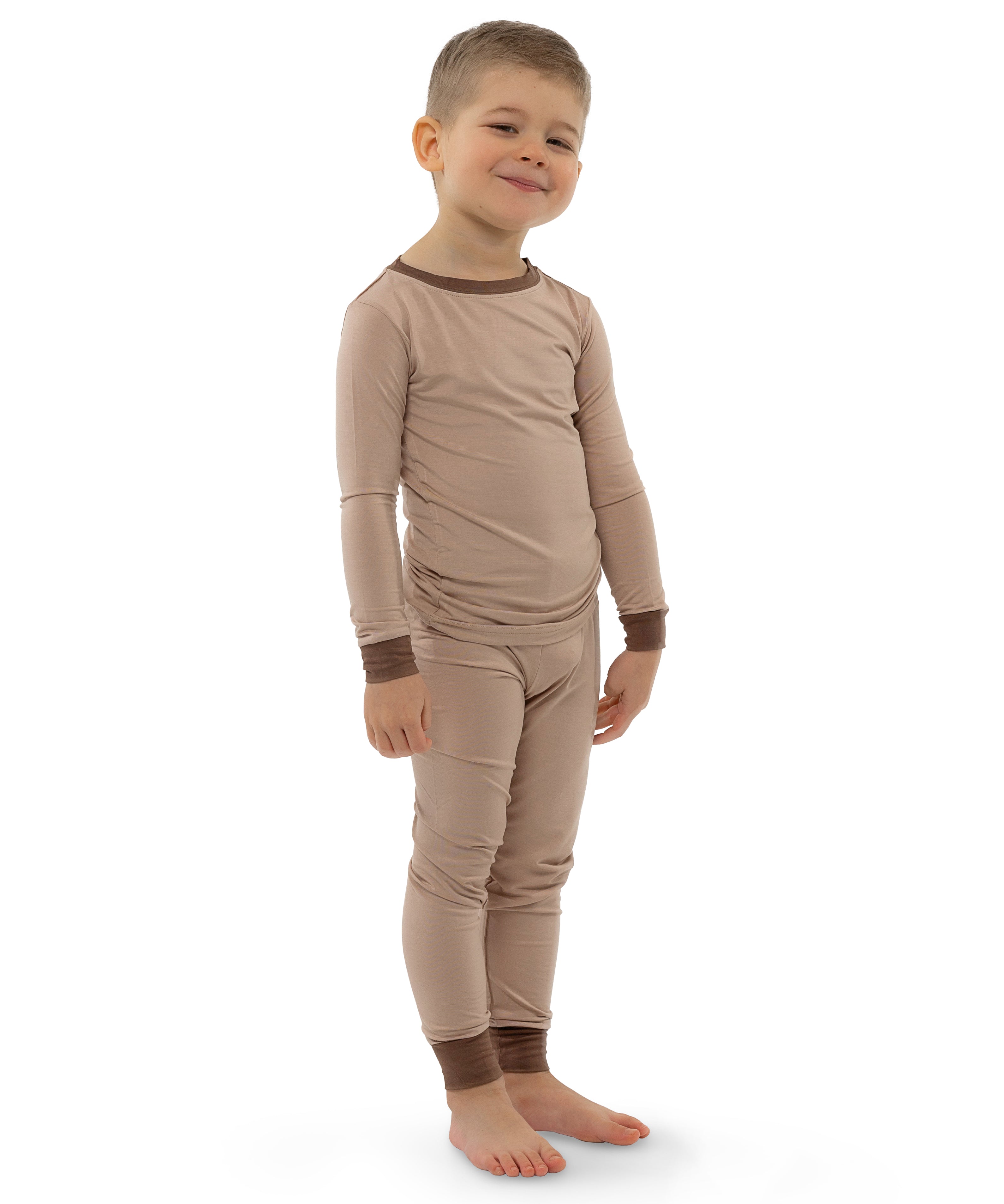 Soft Bamboo Pajama Set for Toddlers and Kids (Beige)