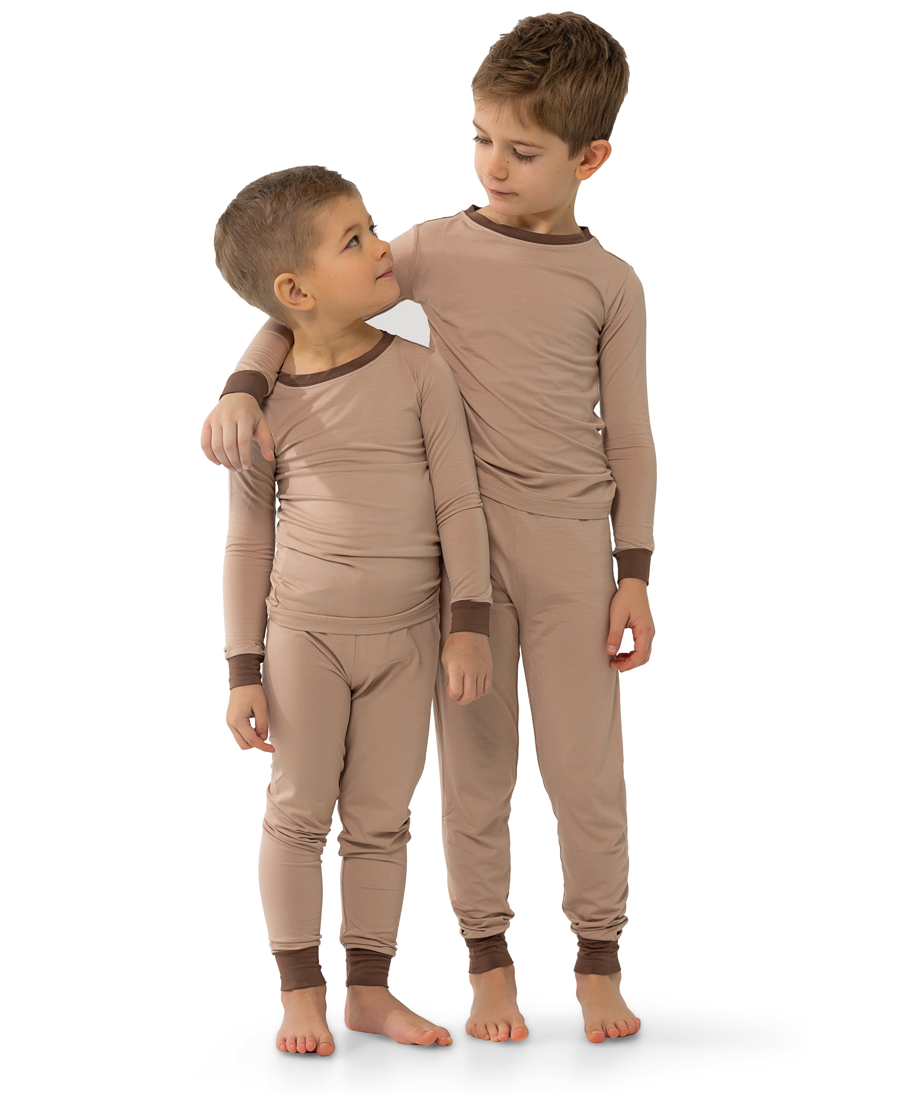 Soft Bamboo Pajama Set for Toddlers and Kids (Beige)