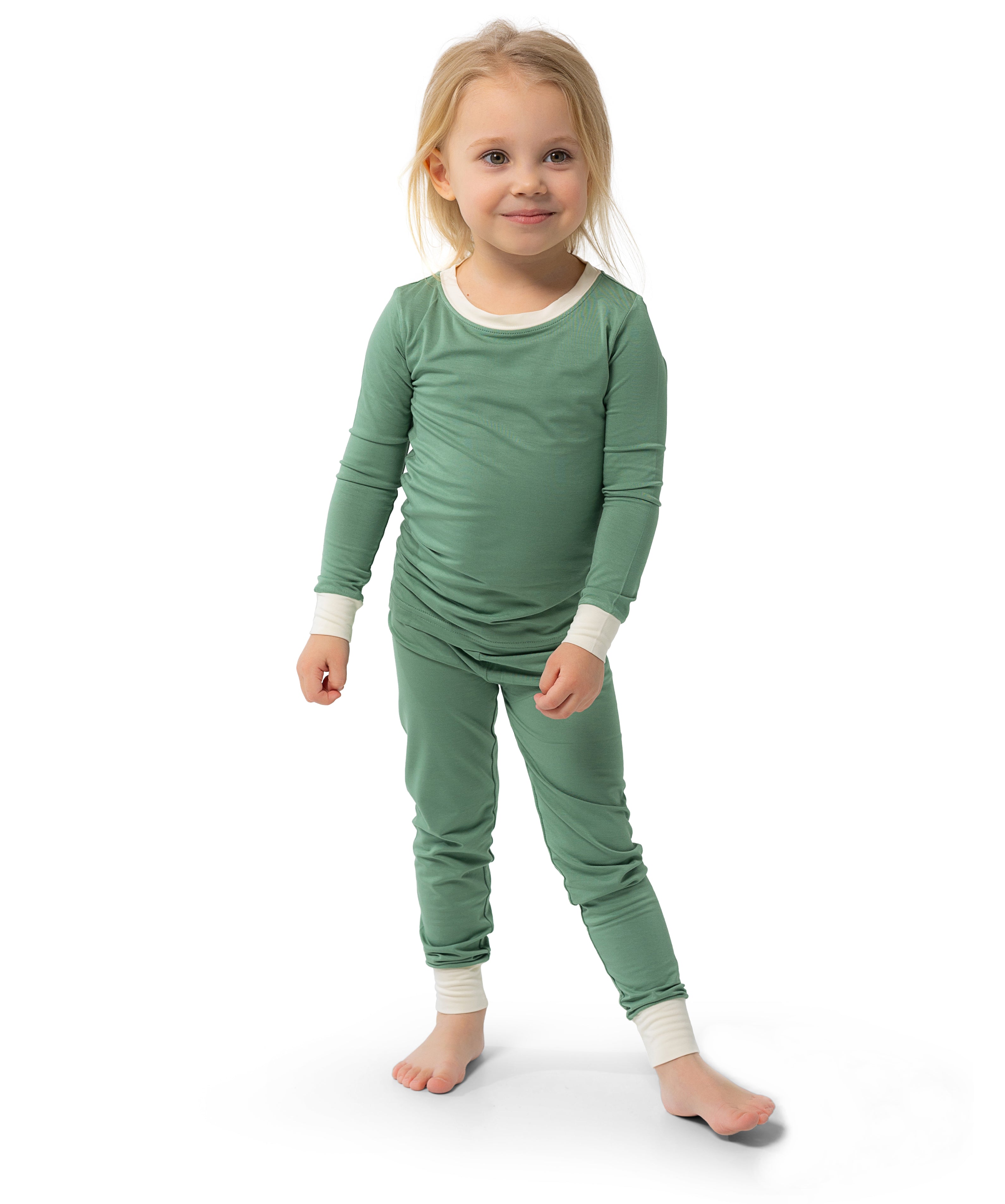 Soft Bamboo Pajama Set for Toddlers and Kids (Green)