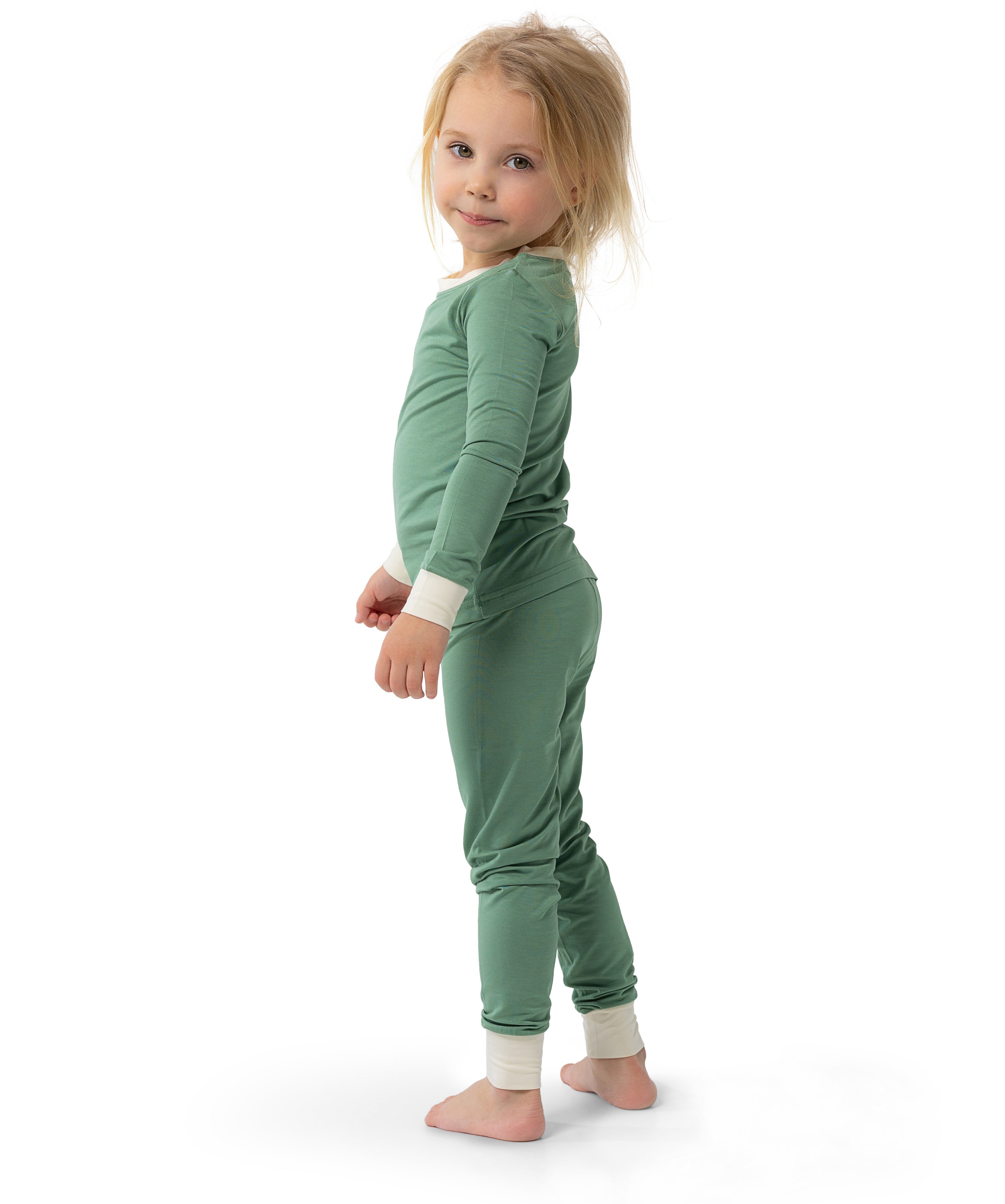 Soft Bamboo Pajama Set for Toddlers and Kids (Green)