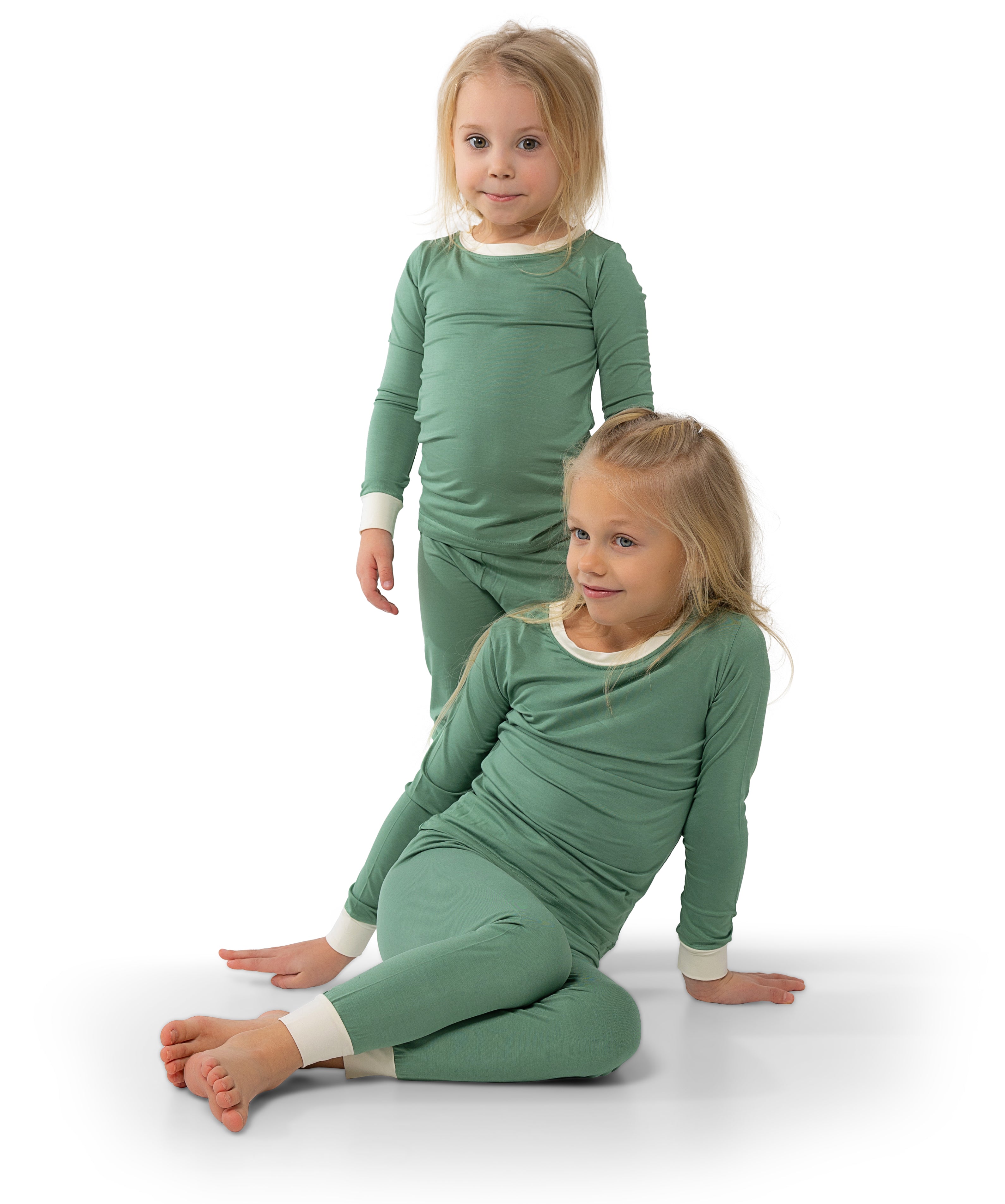 Soft Bamboo Pajama Set for Toddlers and Kids (Green)