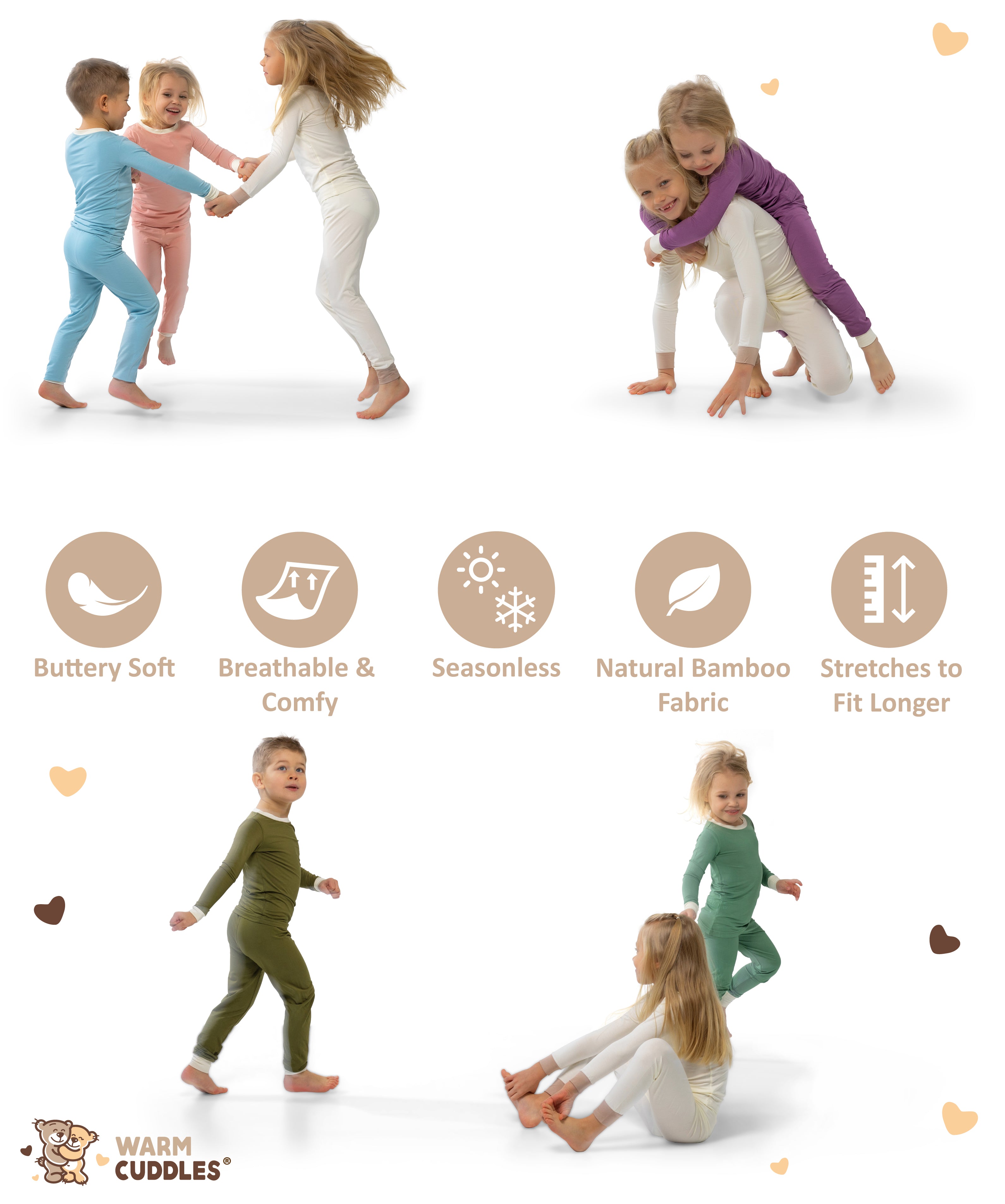 Soft Bamboo Pajama Set for Toddlers and Kids (Purple)