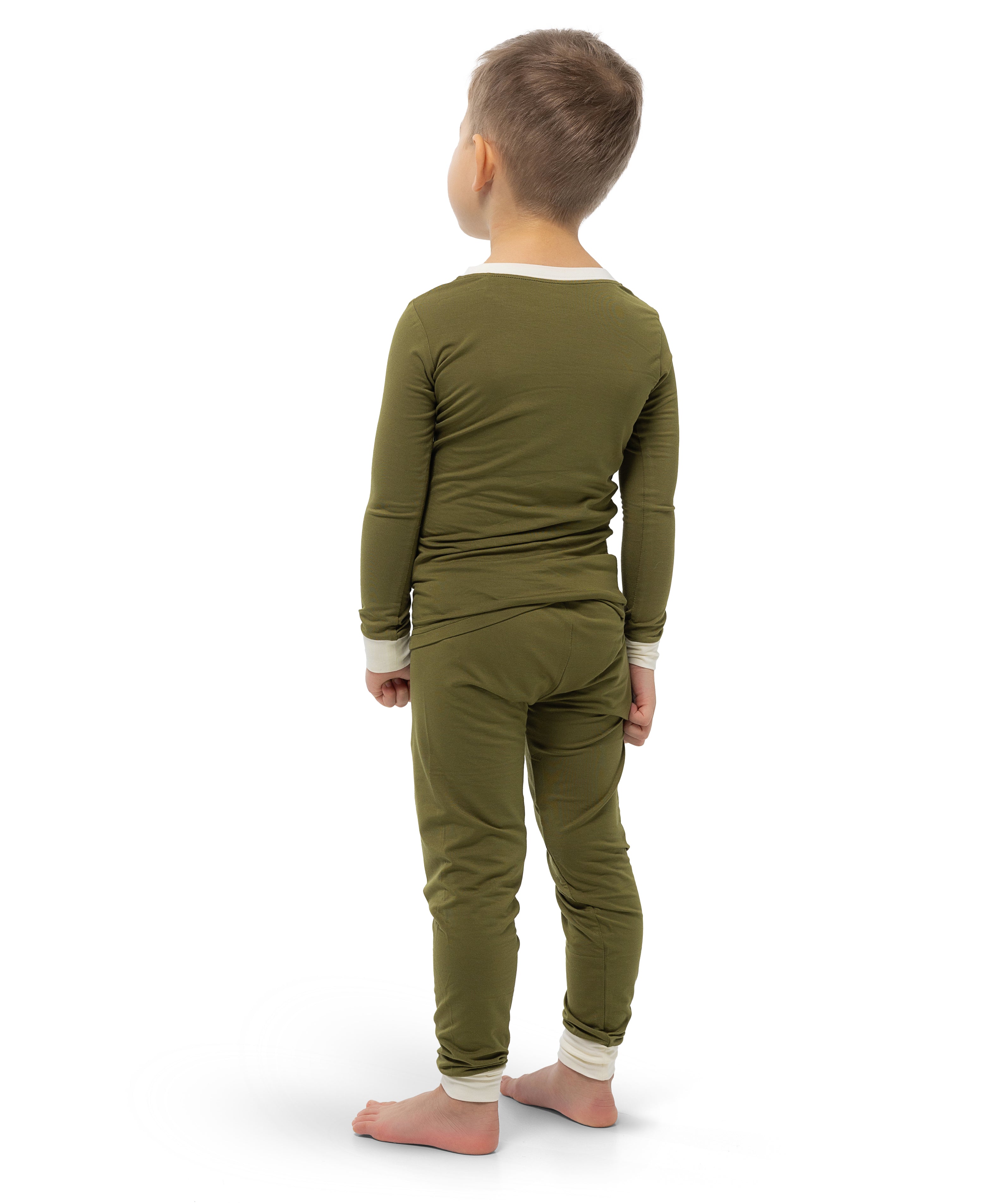 Soft Bamboo Pajama Set for Toddlers and Kids (Olive)