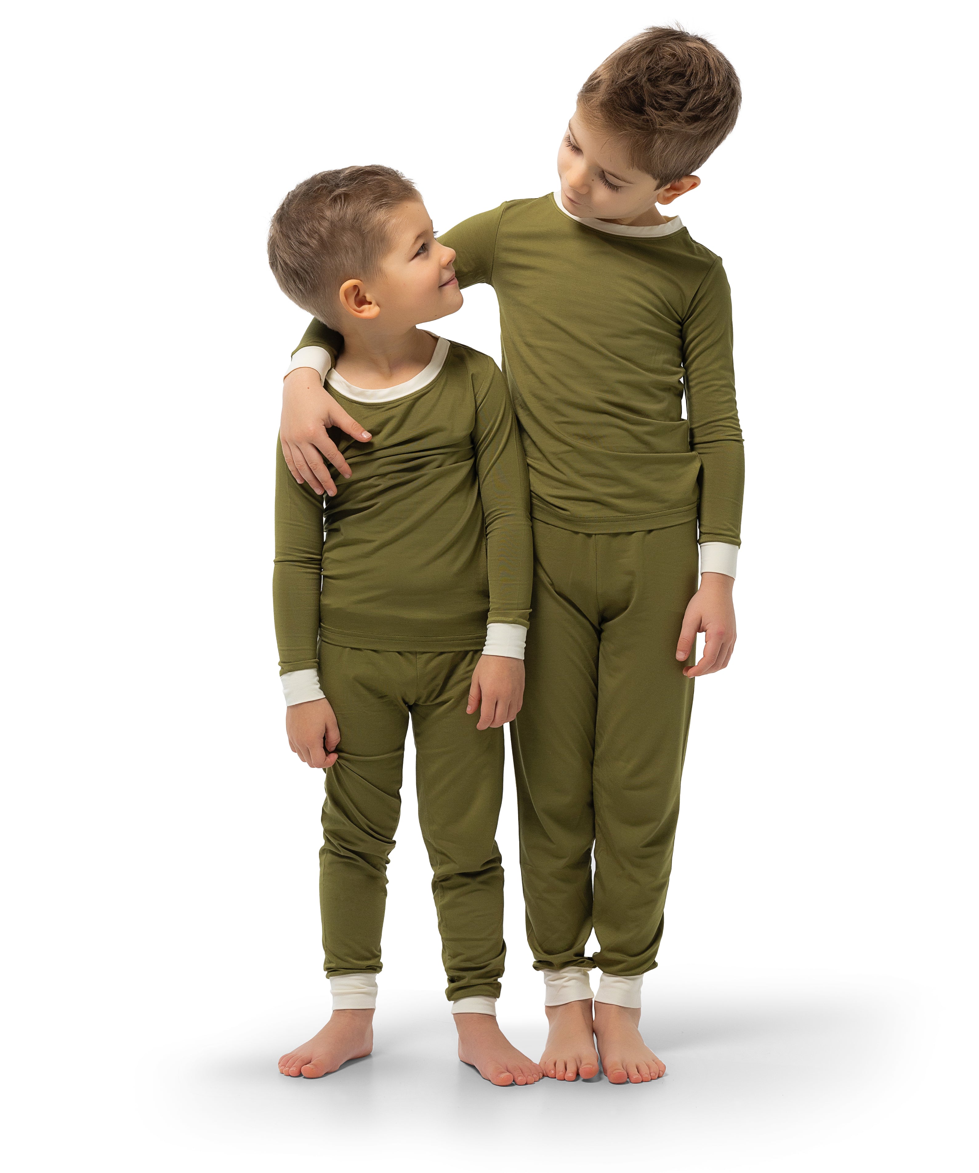 Soft Bamboo Pajama Set for Toddlers and Kids (Olive)