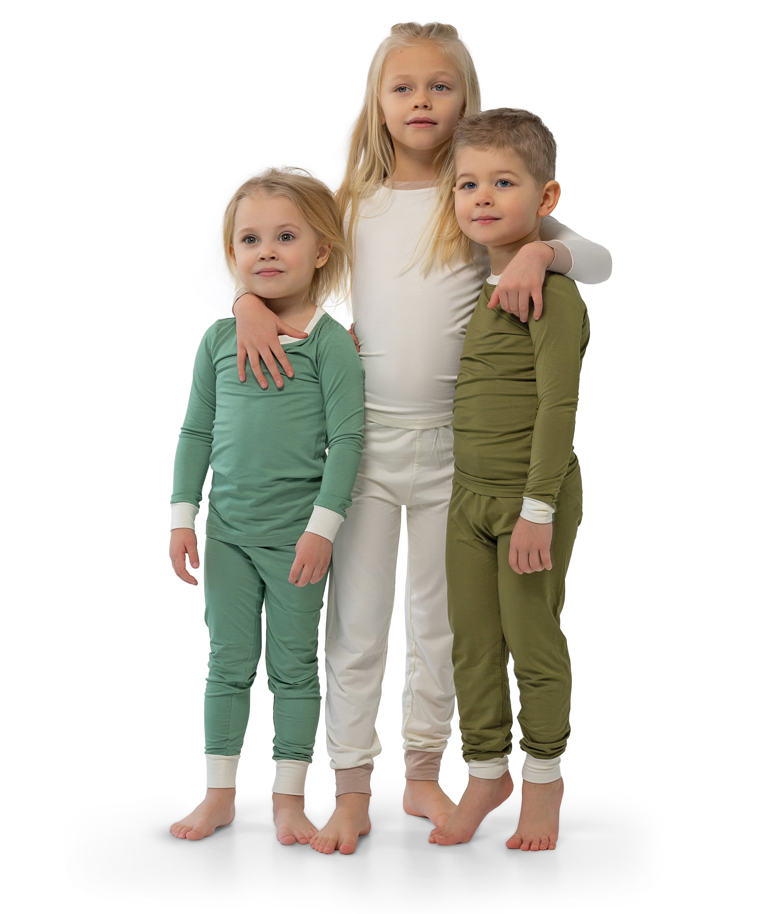 Soft Bamboo Pajama Set for Toddlers and Kids (Olive)