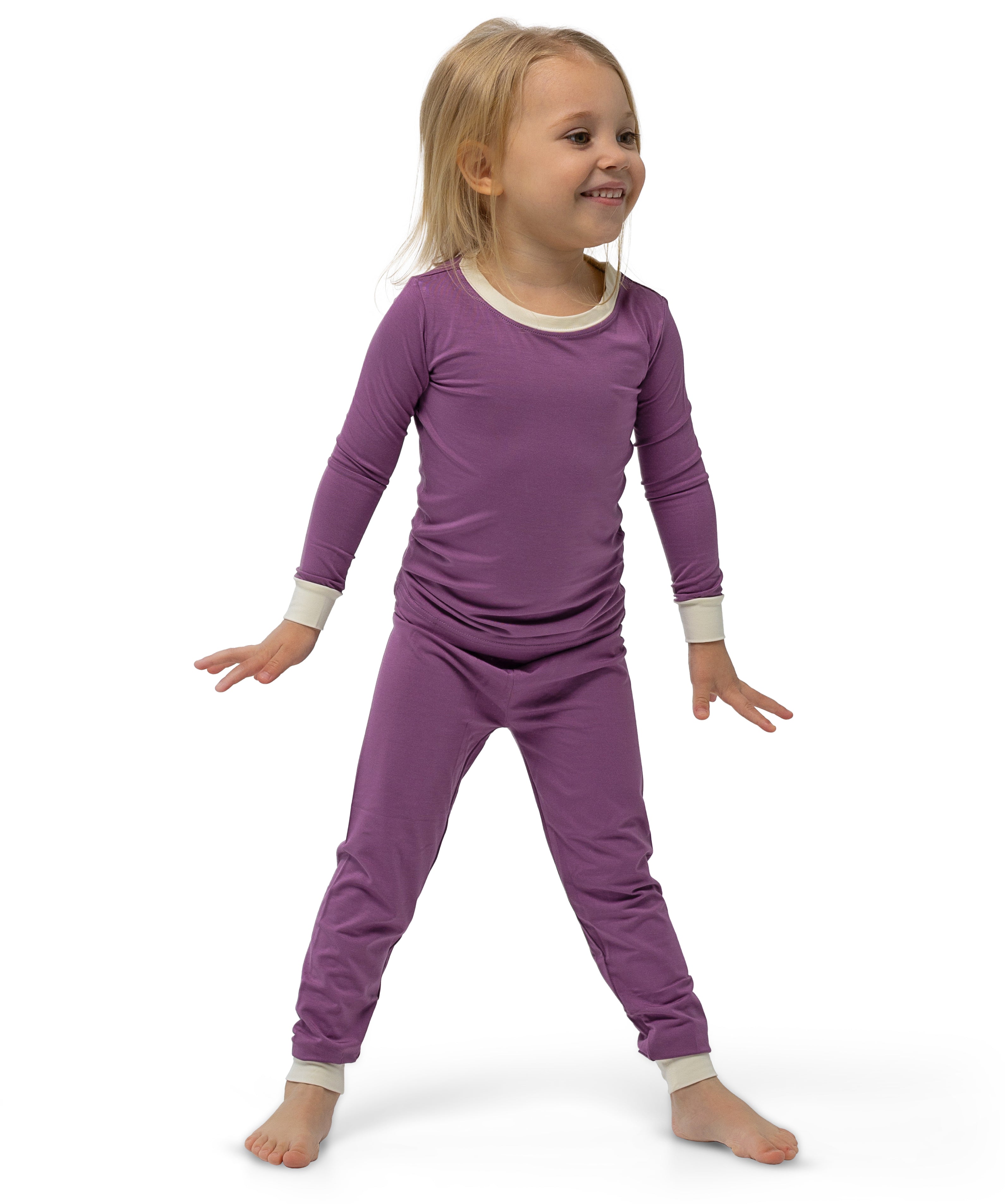 Soft Bamboo Pajama Set for Toddlers and Kids (Purple)