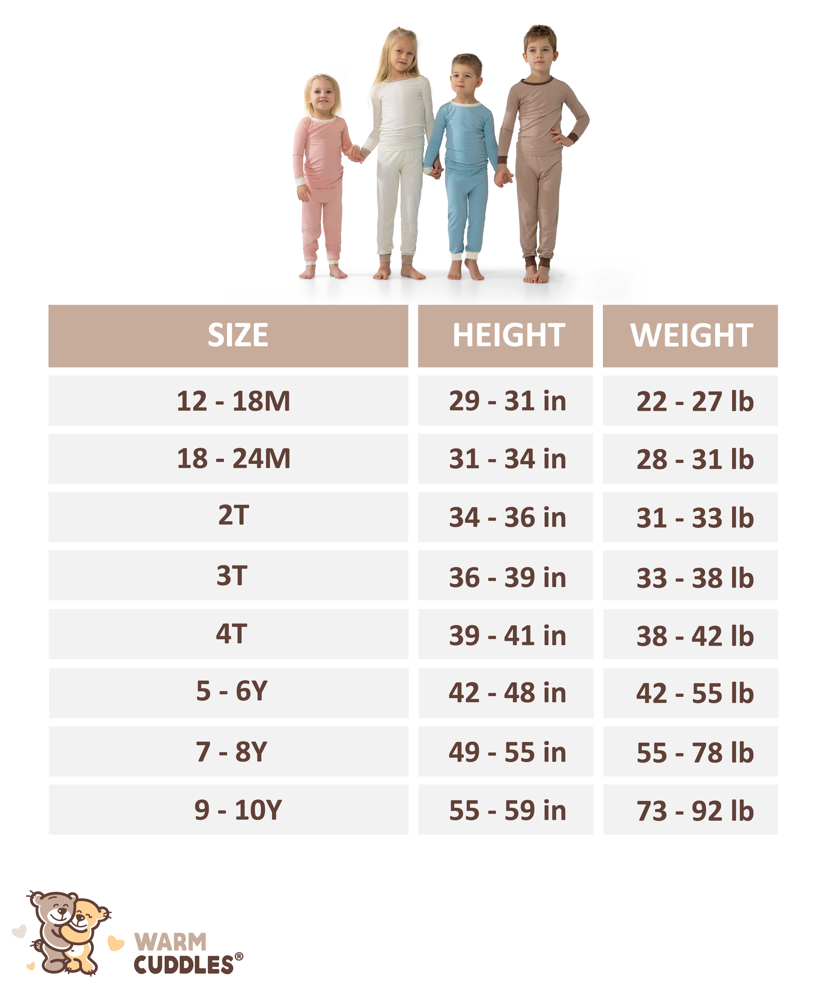 Soft Bamboo Pajama Set for Toddlers and Kids (Beige)