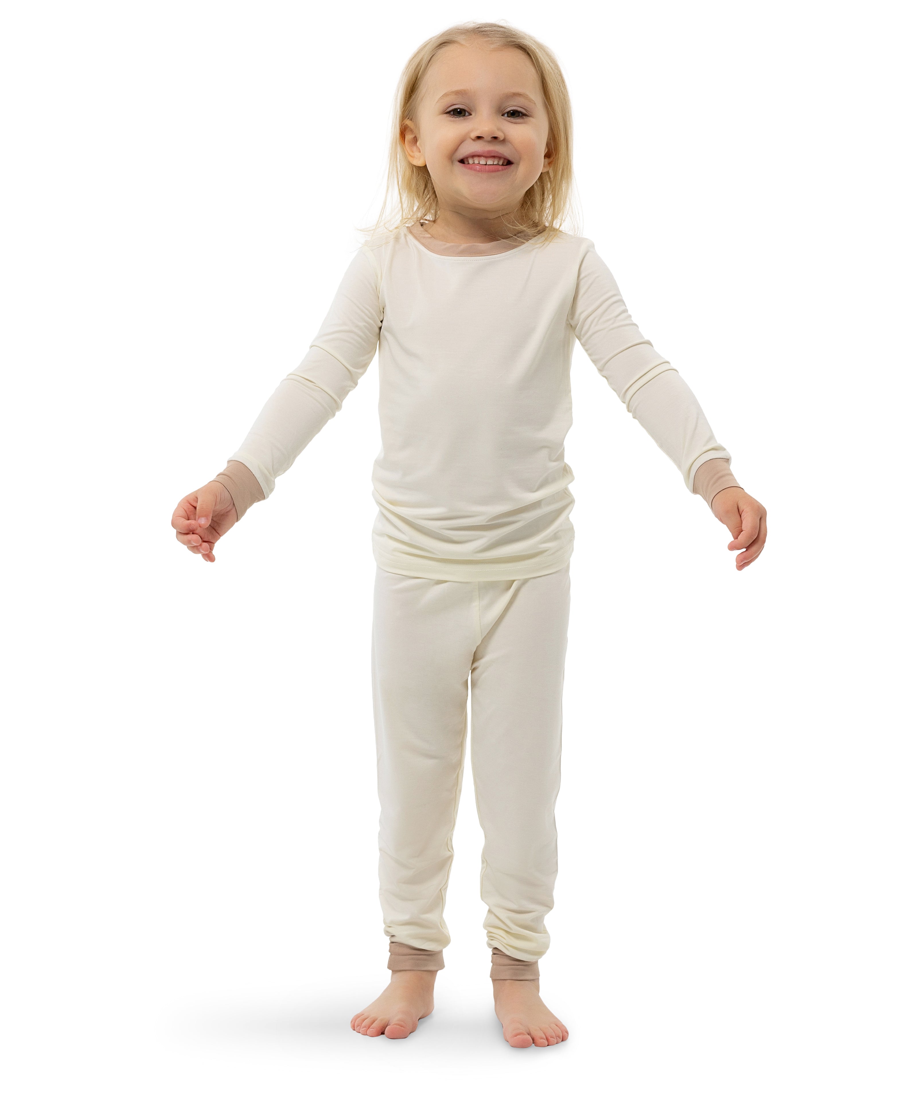 Soft Bamboo Pajama Set for Toddlers and Kids (White)