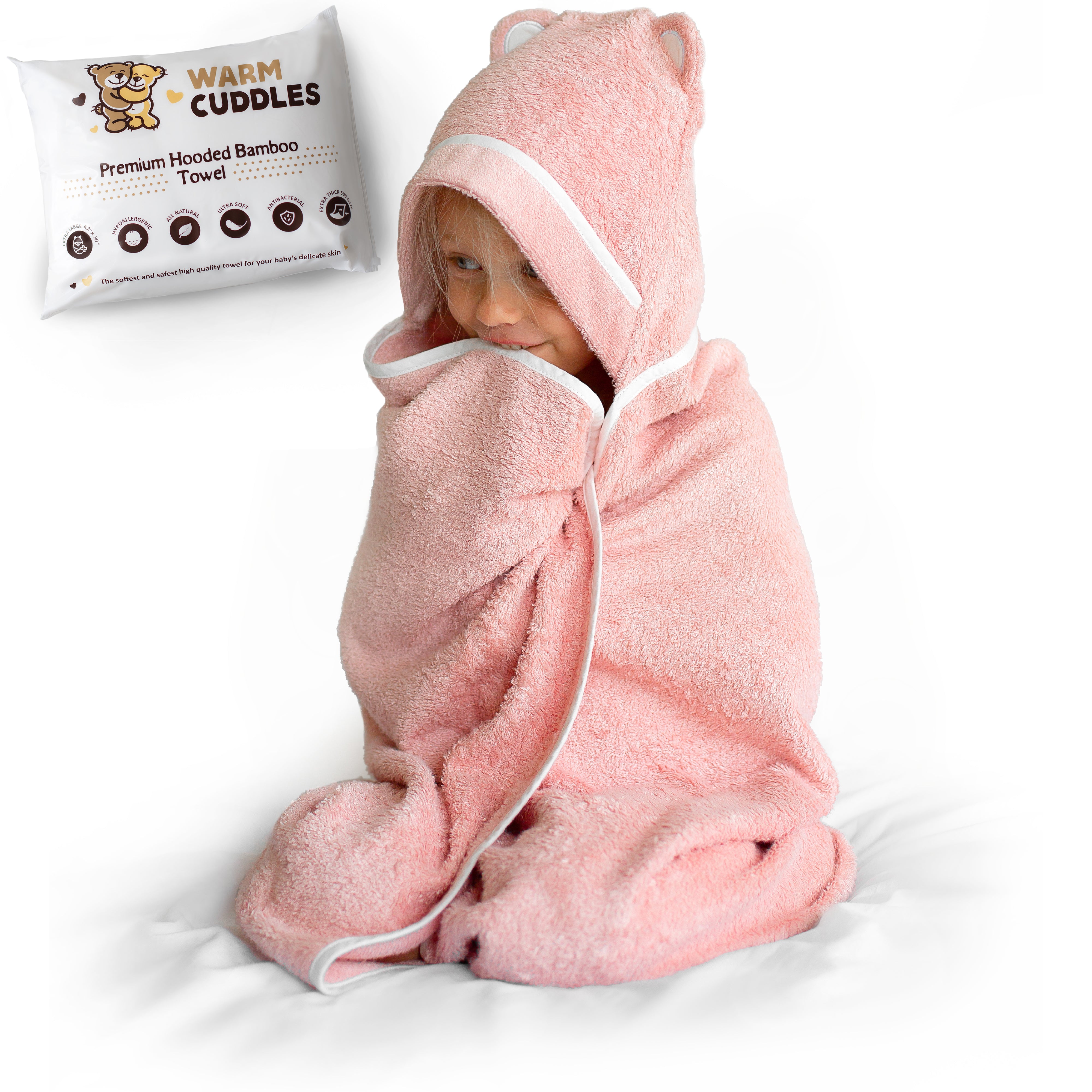 Premium Bamboo Toddler Towel with Hood (Pink)