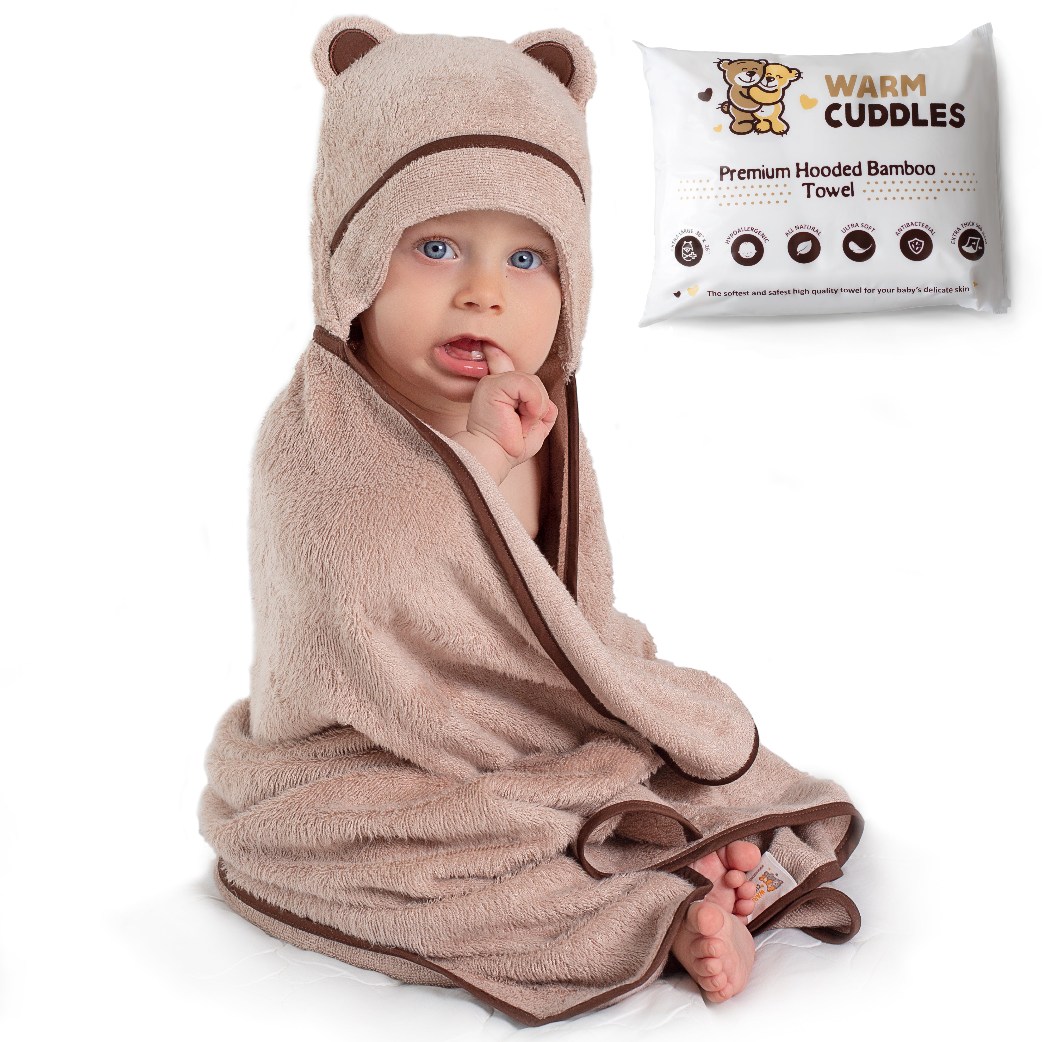 Premium Bamboo Baby Bath Towel (Beige)