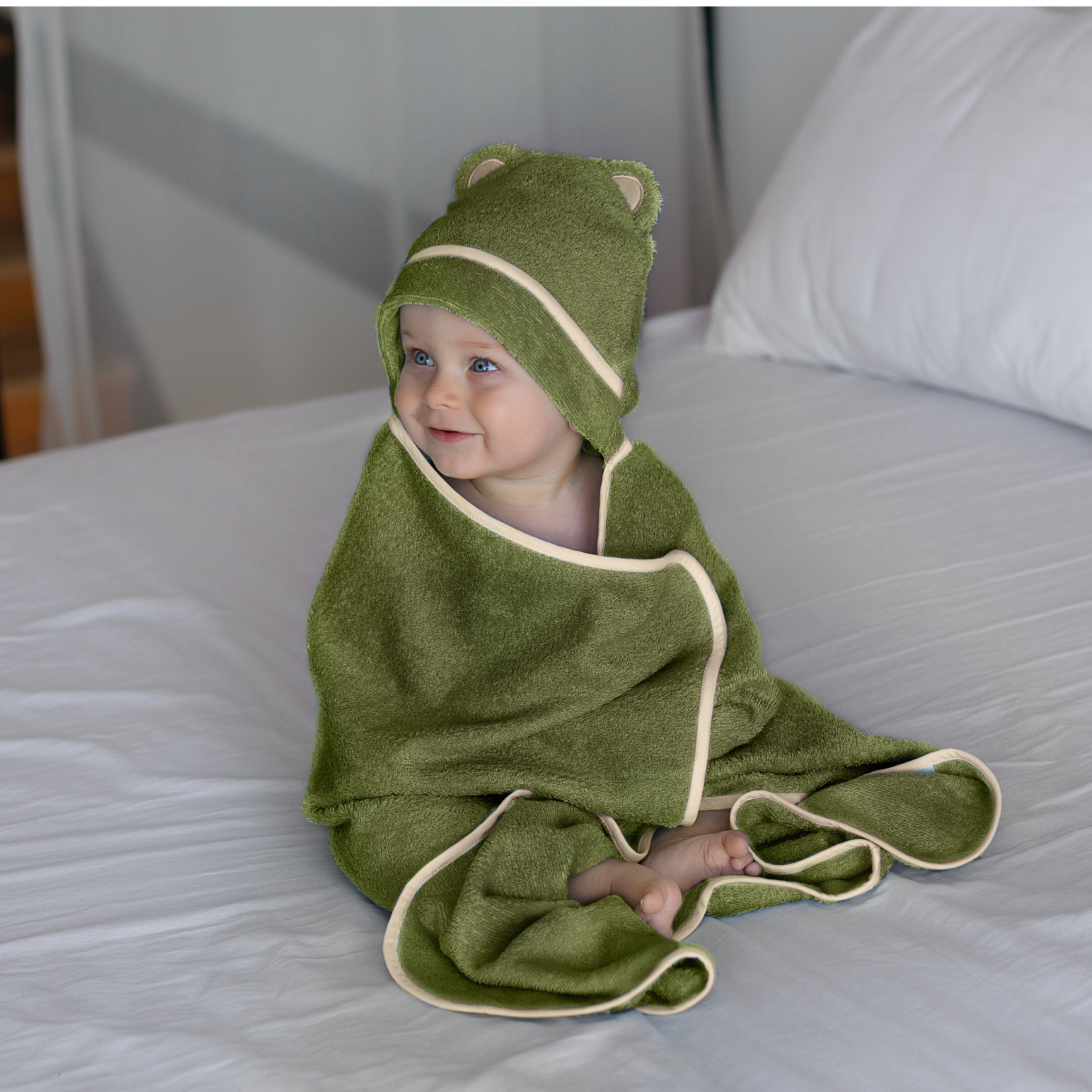 Premium Bamboo Baby Bath Towel (Olive)