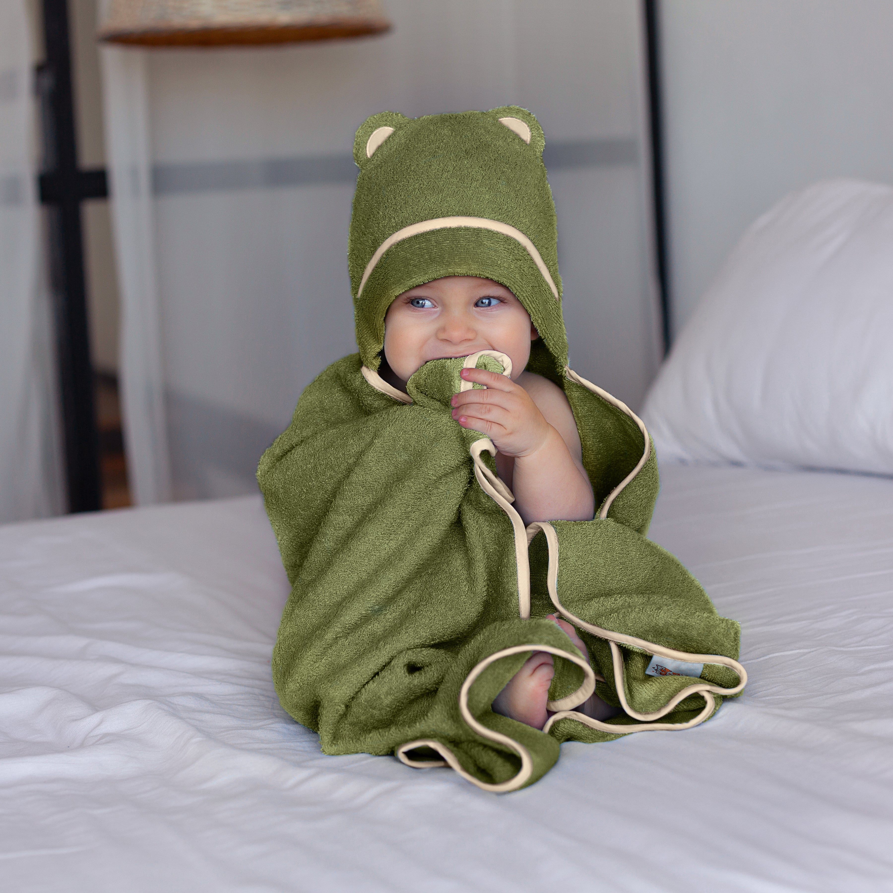 Premium Bamboo Baby Bath Towel (Olive)