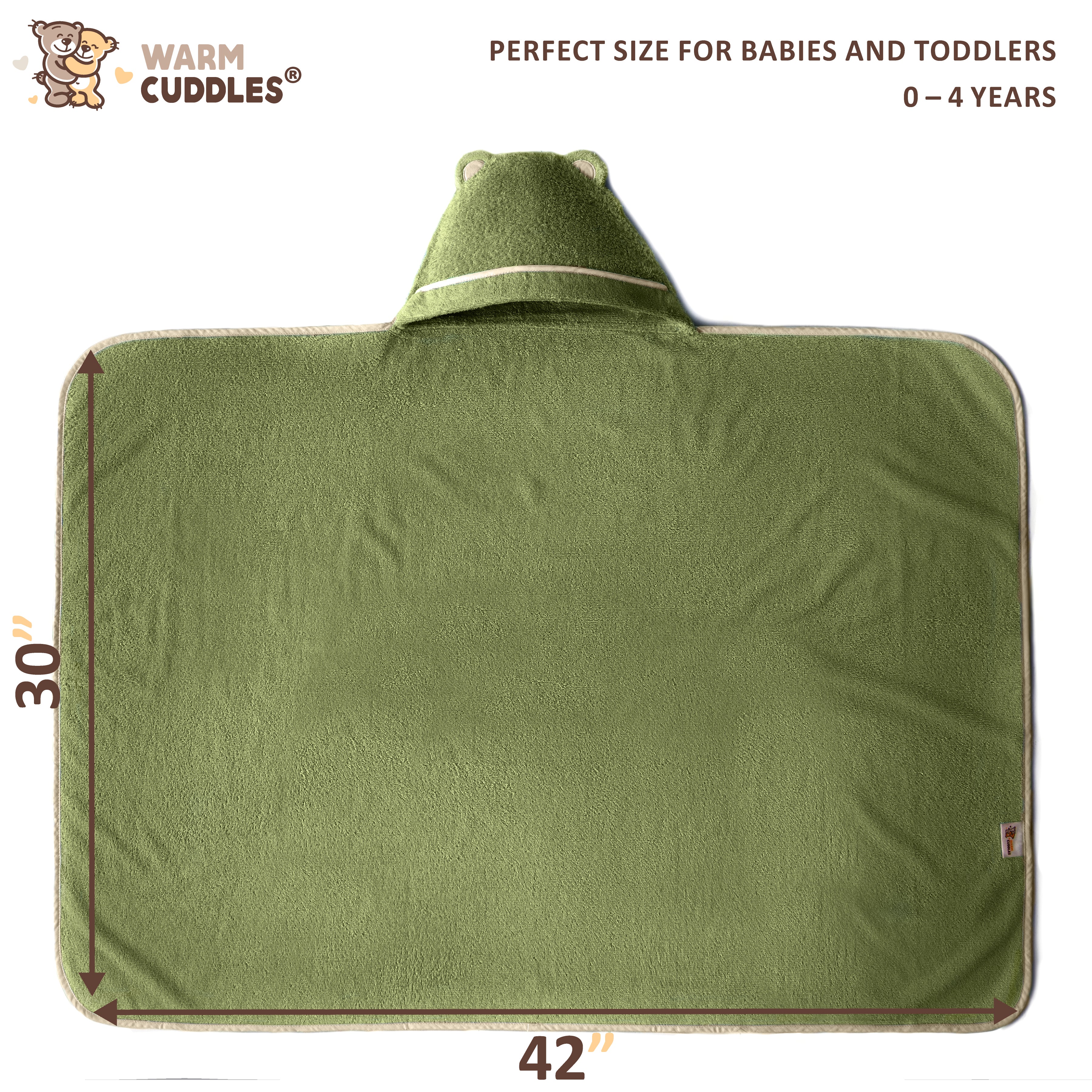 Premium Bamboo Toddler Towel with Hood (Olive)