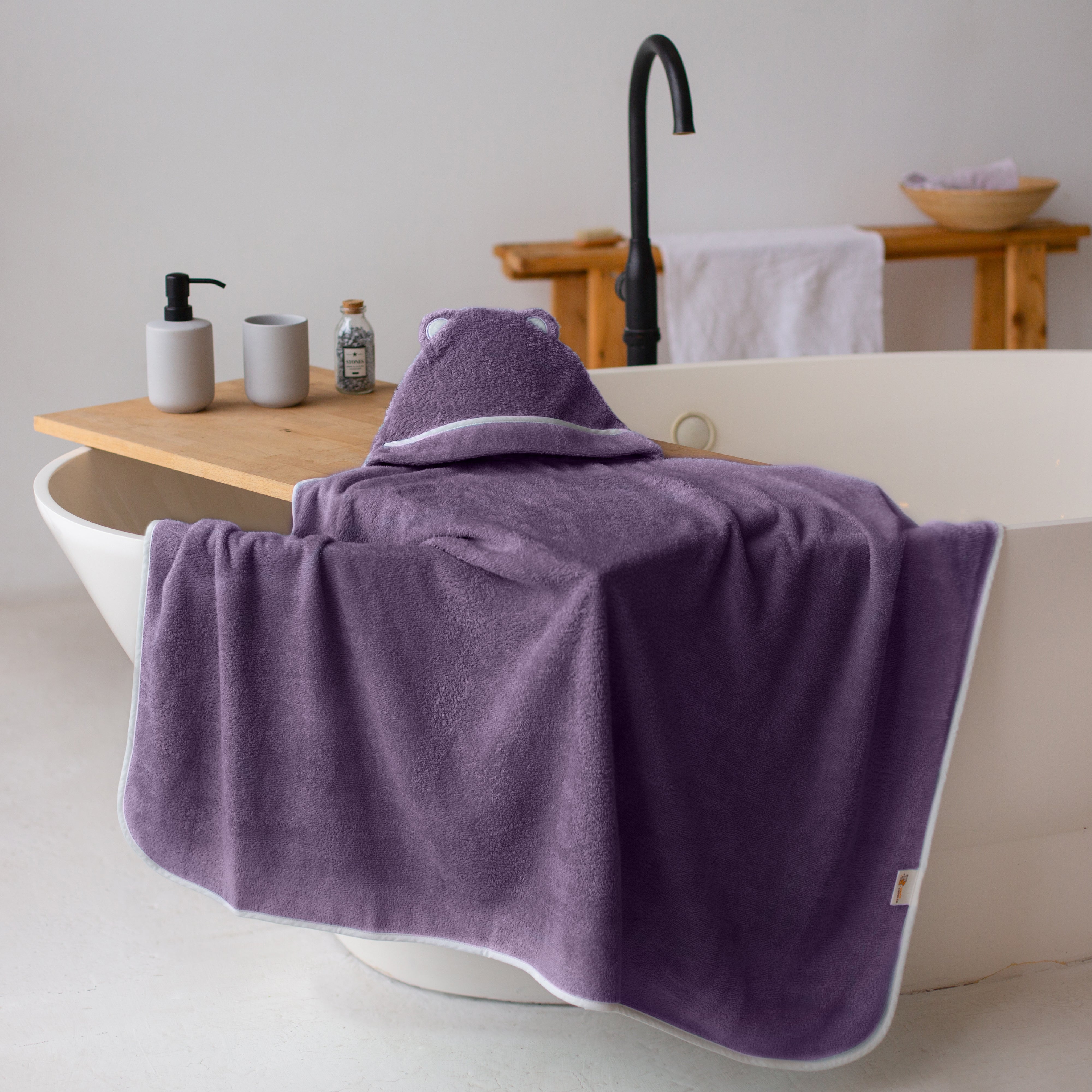 Premium Bamboo Baby Bath Towel (Purple)