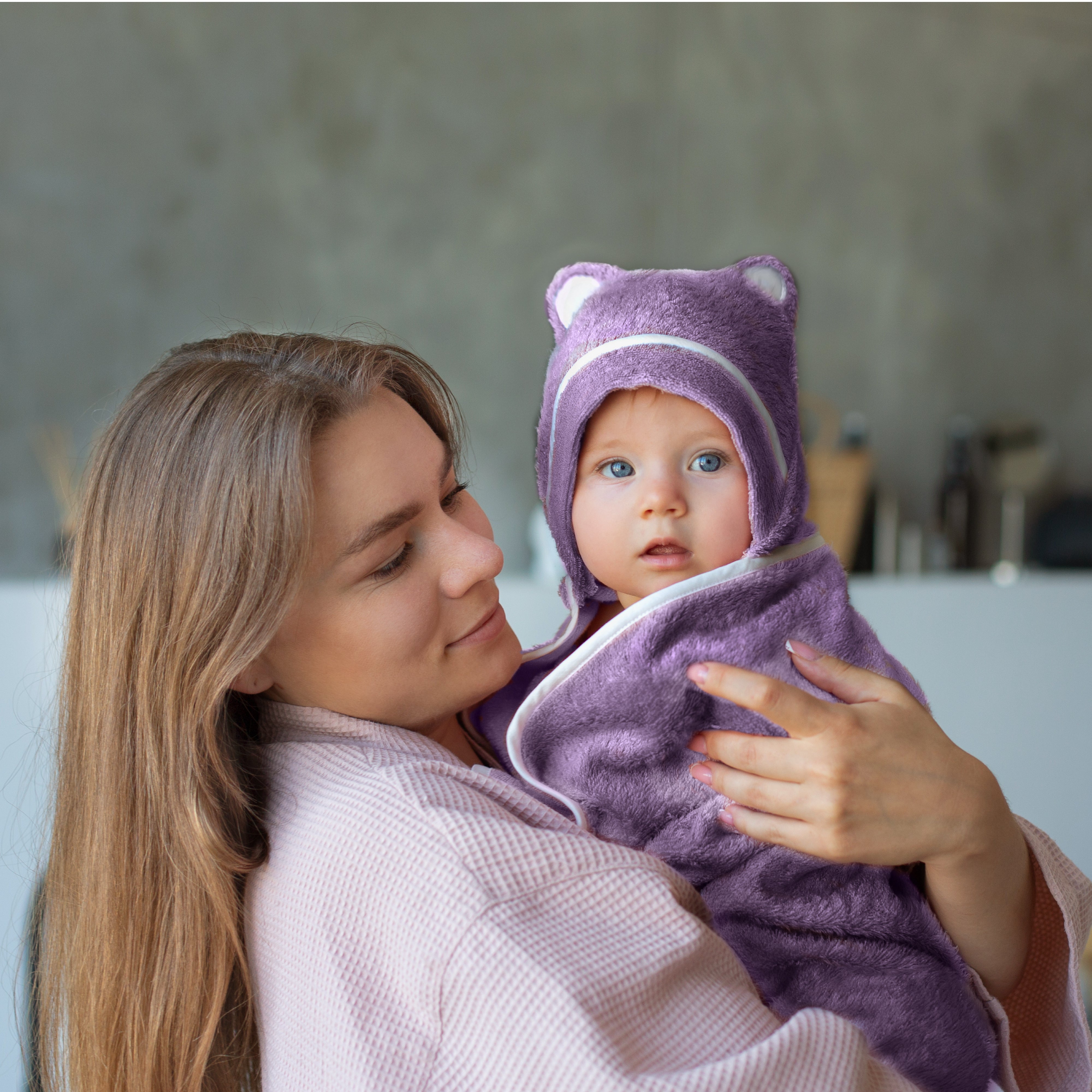 Premium Bamboo Baby Bath Towel (Purple)