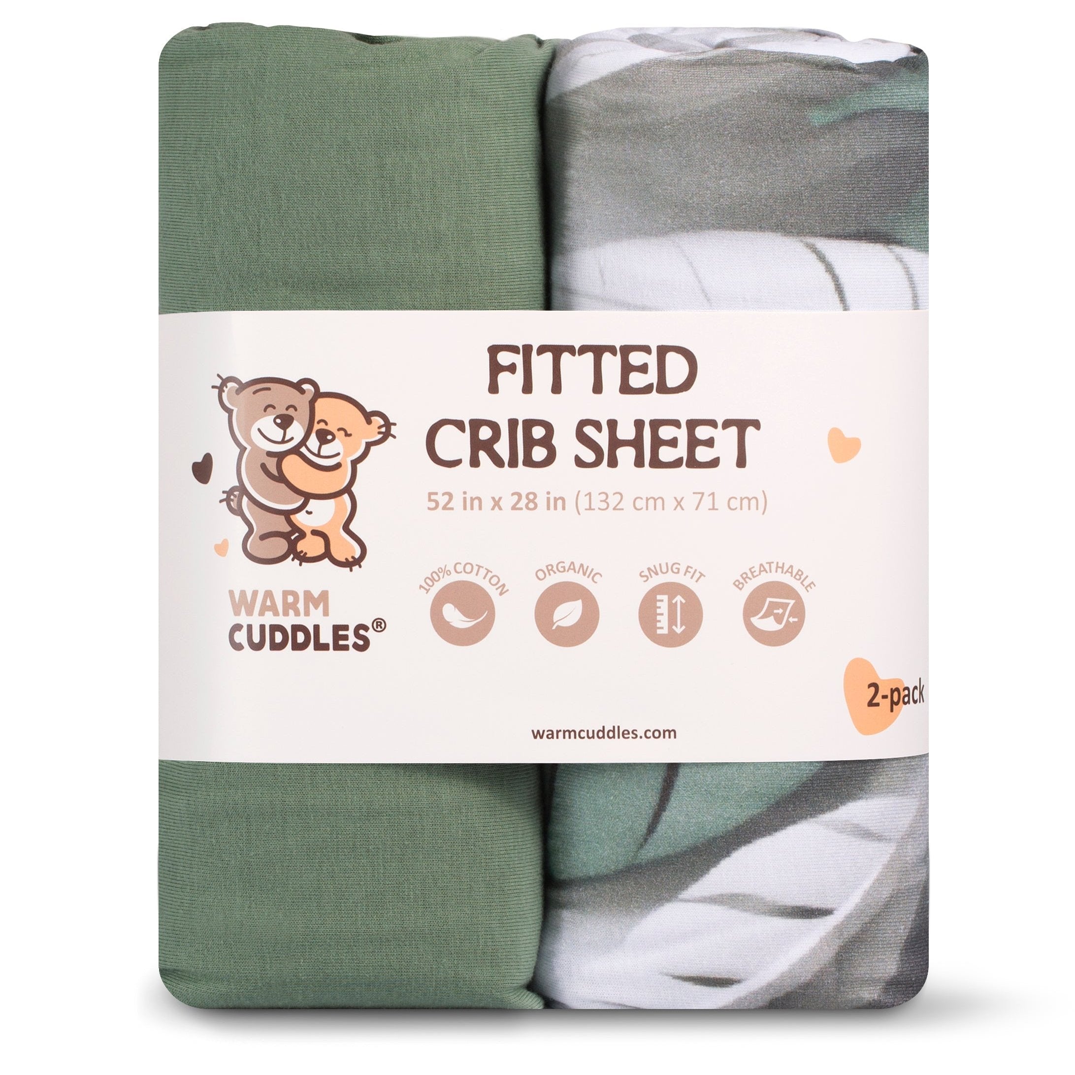 Organic Cotton Fitted Crib Sheets (2-pack) - 52" x 28"  (Green)