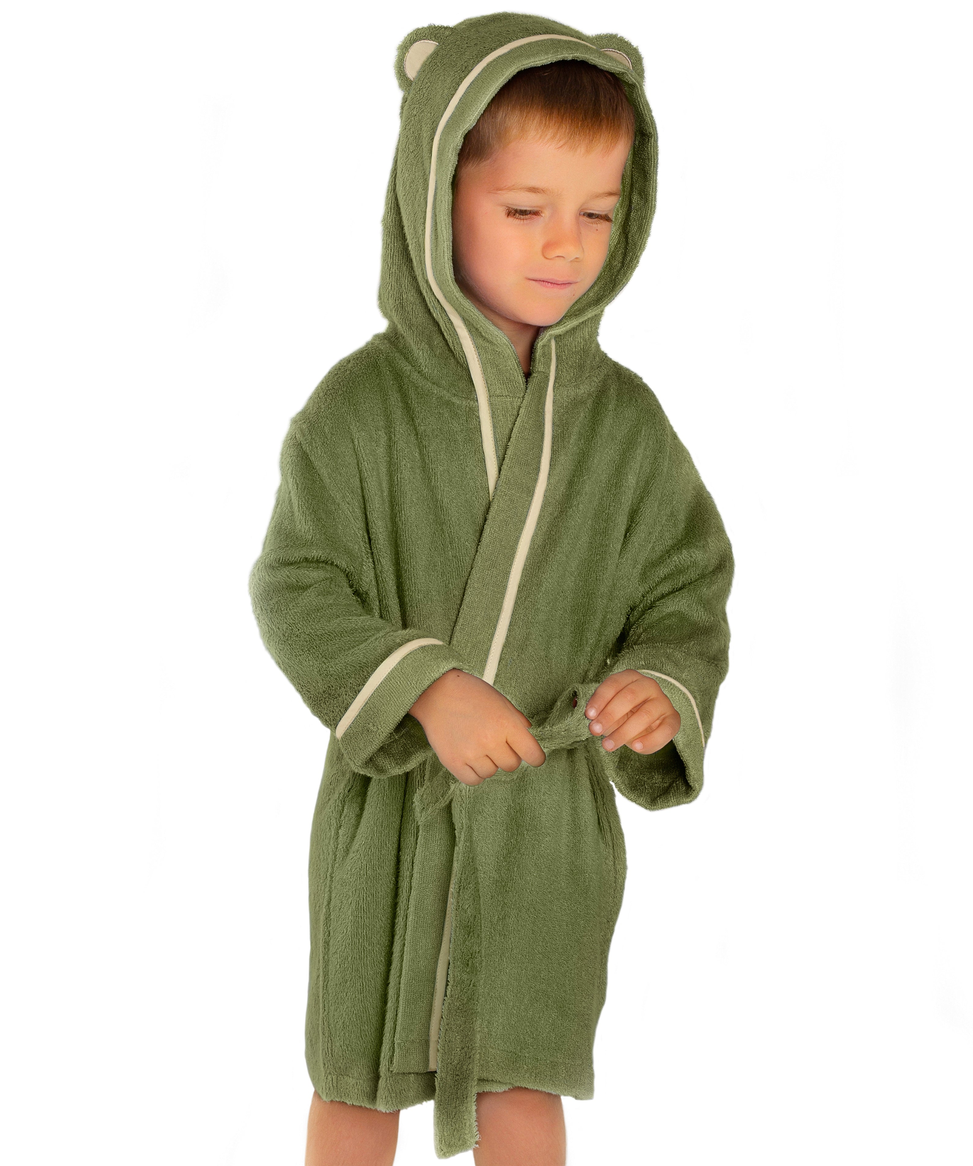 Premium Soft Bamboo Bathrobe for Baby, Toddler and Kid (Olive)