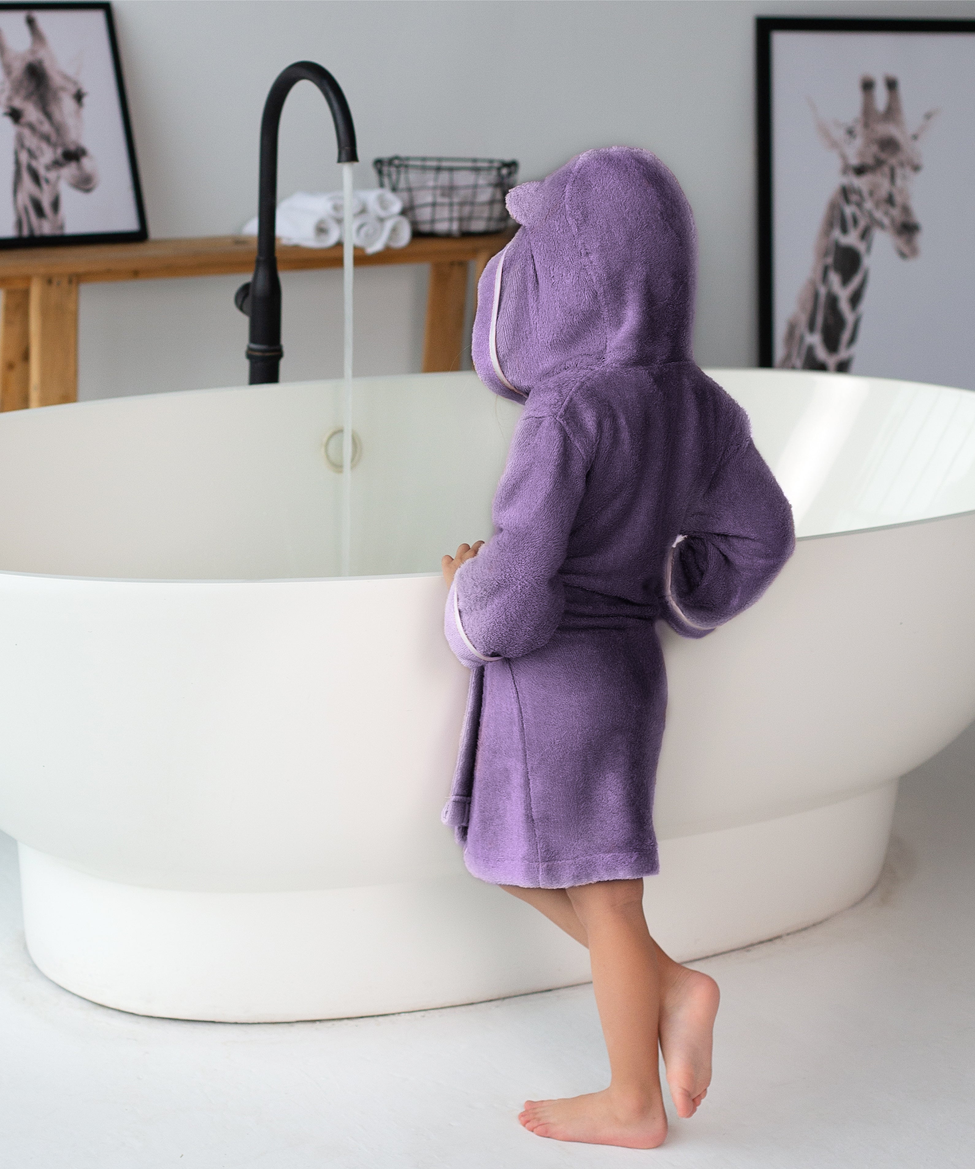 Premium Soft Bamboo Bathrobe for Baby, Toddler and Kid (Purple)